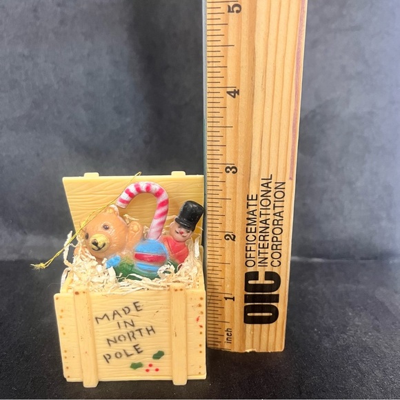 vintage christmas tree ornament wooden crate filled with christmas toys - Picture 6 of 7